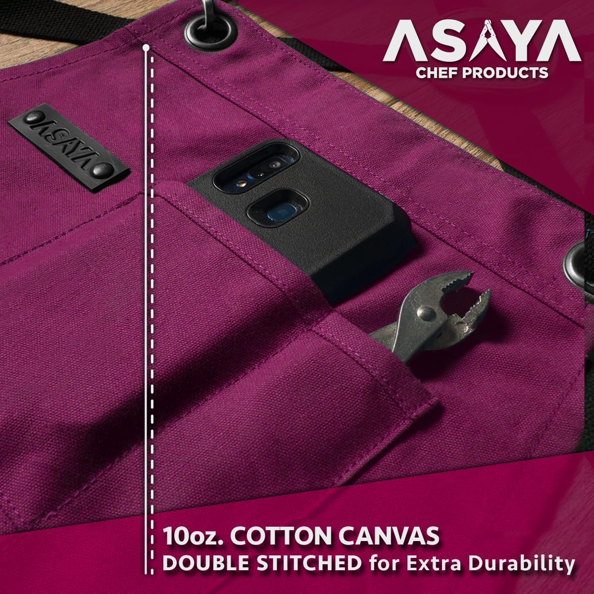 Chef/BBQ/Work Apron - Burgundy - with Bottle Opener and Hand Towel