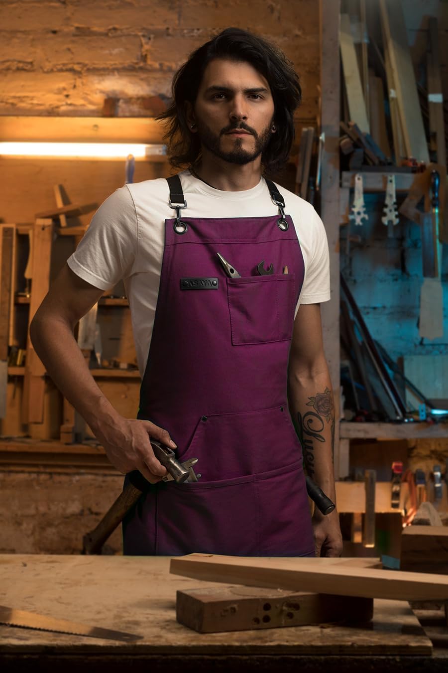 Chef/BBQ/Work Apron - Burgundy - with Bottle Opener and Hand Towel