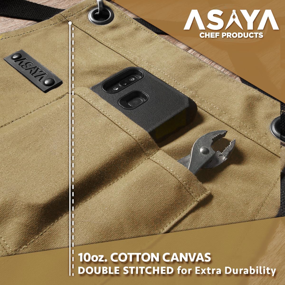 Chef/BBQ/Work Apron - Tan - with Bottle Opener and Hand Towel