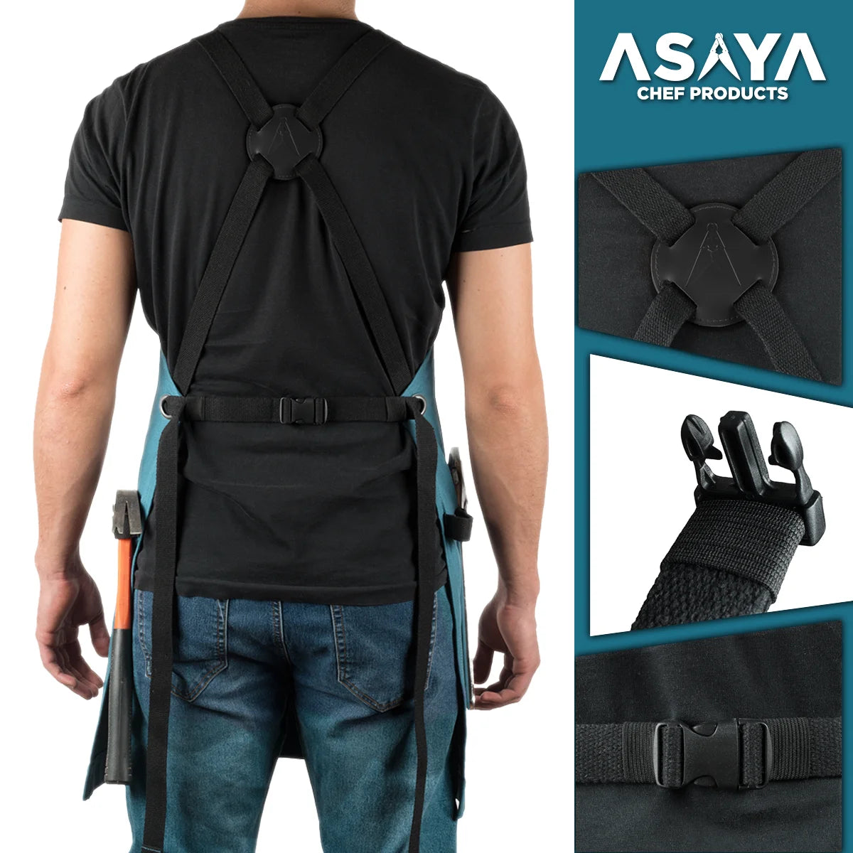 Chef/BBQ/Work Apron - Blue-Green - with Bottle Opener and Hand Towel