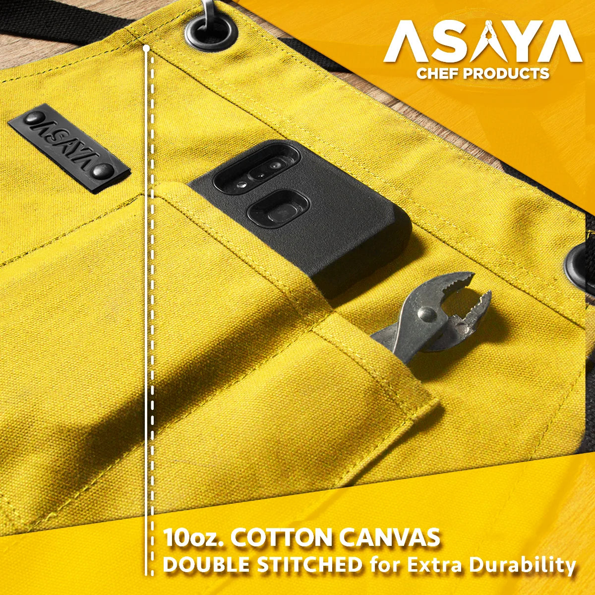 Chef/BBQ/Work Apron - Yellow - with Bottle Opener and Hand Towel