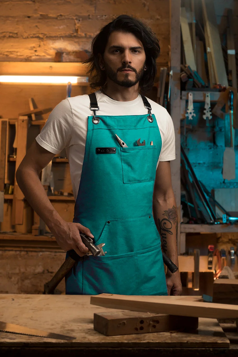 Chef/BBQ/Work Apron - Forest-Green - with Bottle Opener and Hand Towel
