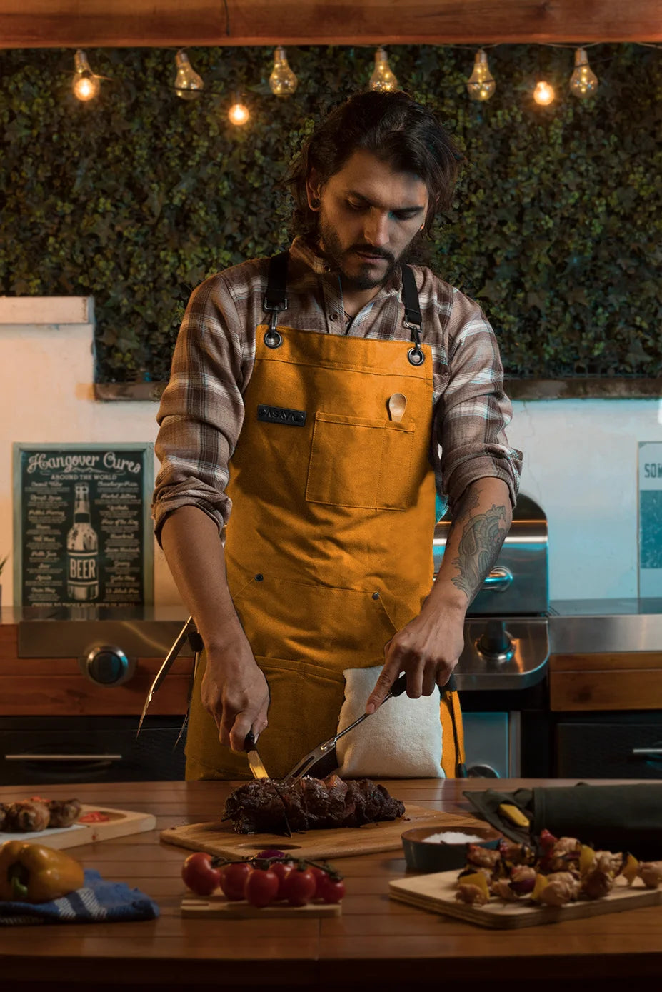 Chef/BBQ/Work Apron - Orange - with Bottle Opener and Hand Towel