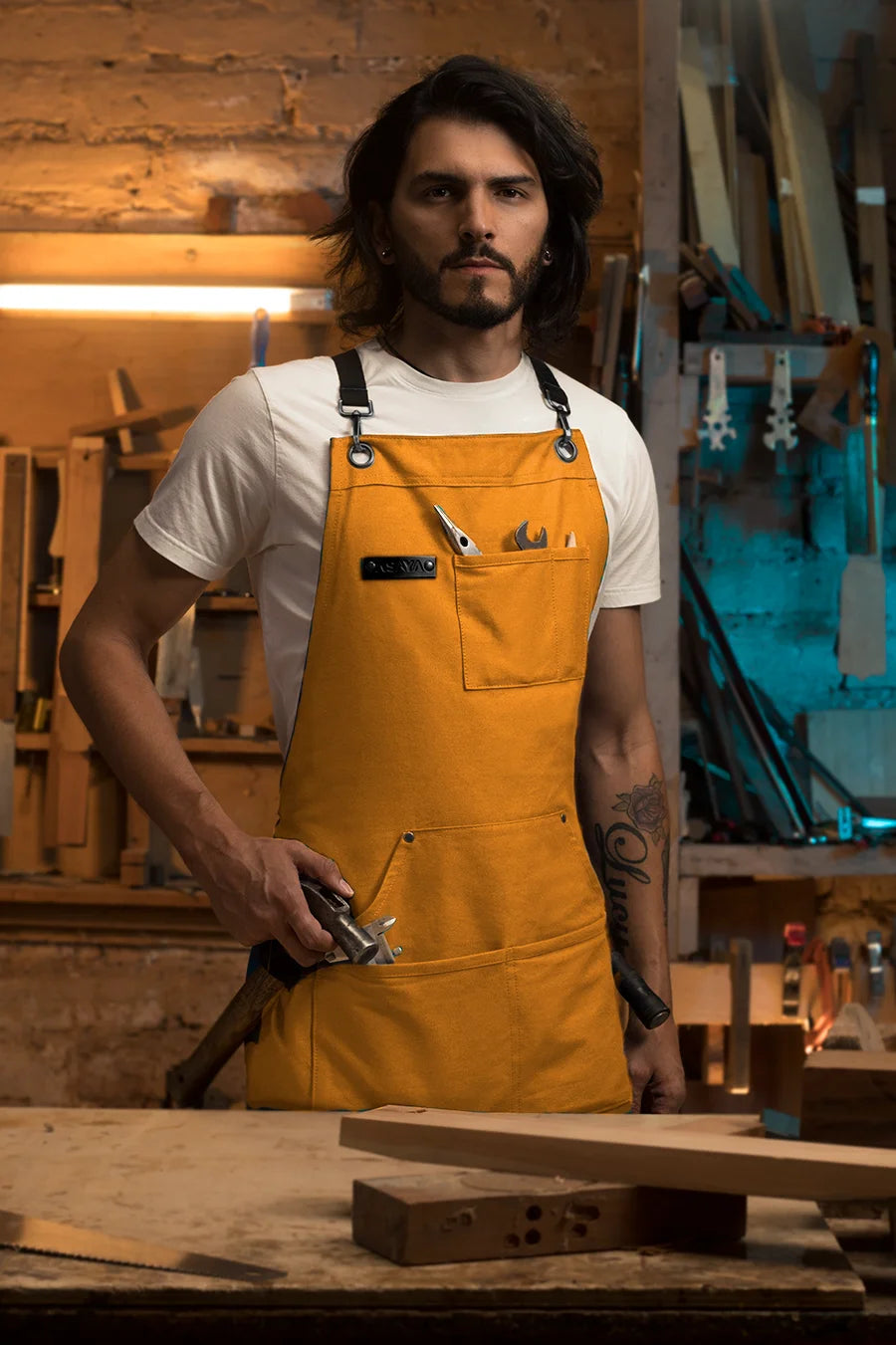 Chef/BBQ/Work Apron - Orange - with Bottle Opener and Hand Towel