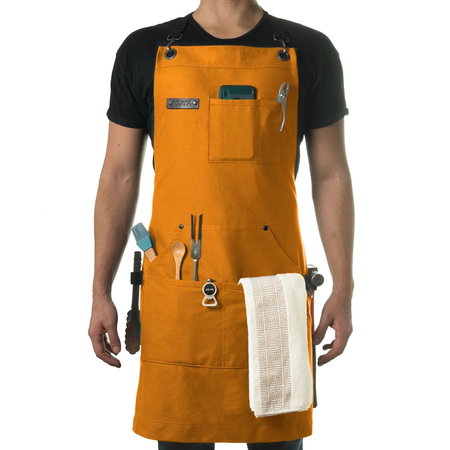 Chef/BBQ/Work Apron - Orange - with Bottle Opener and Hand Towel