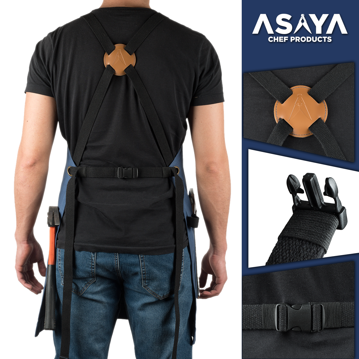 Chef/BBQ/Work Apron - Blue - with Bottle Opener and Hand Towel