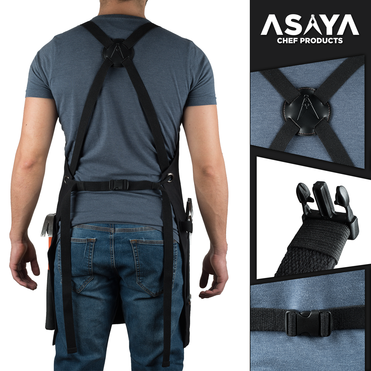 Chef/BBQ/Work Apron - Black - with Bottle Opener and Hand Towel