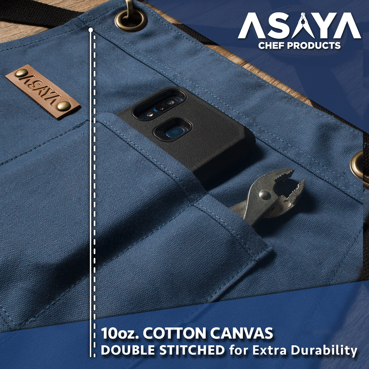 Chef/BBQ/Work Apron - Blue - with Bottle Opener and Hand Towel