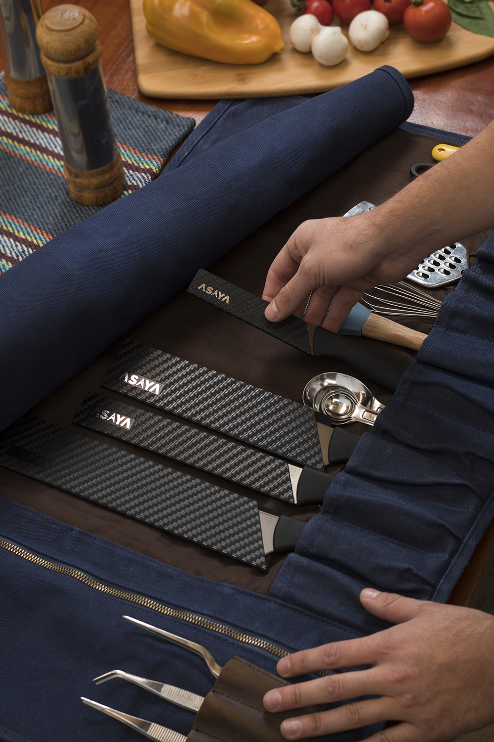 15 Slot Waxed Canvas Knife Roll