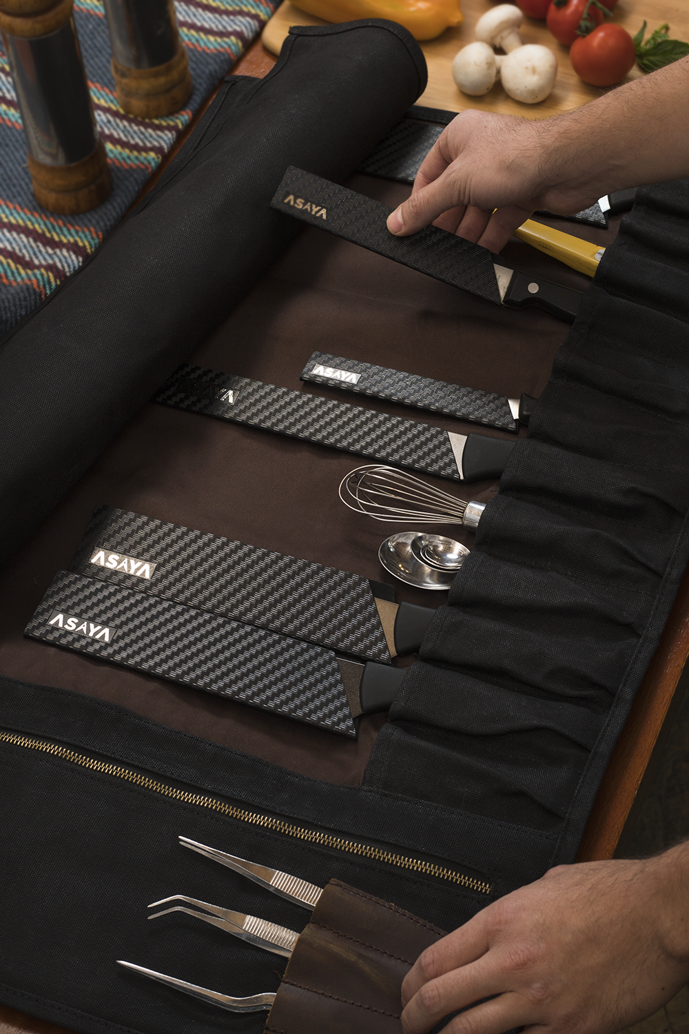 15 Slot Waxed Canvas Knife Roll