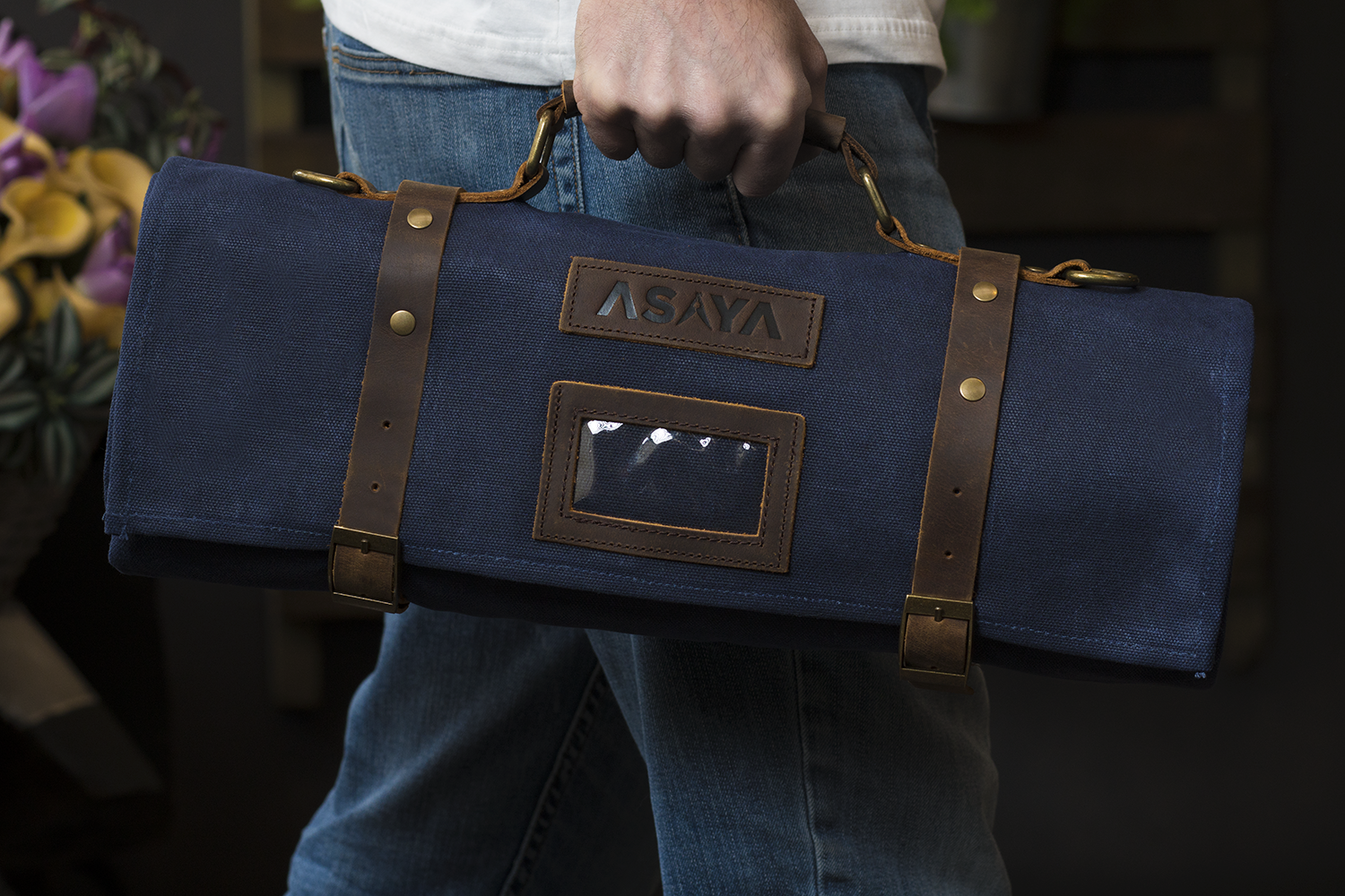 15 Slot Waxed Canvas Knife Roll