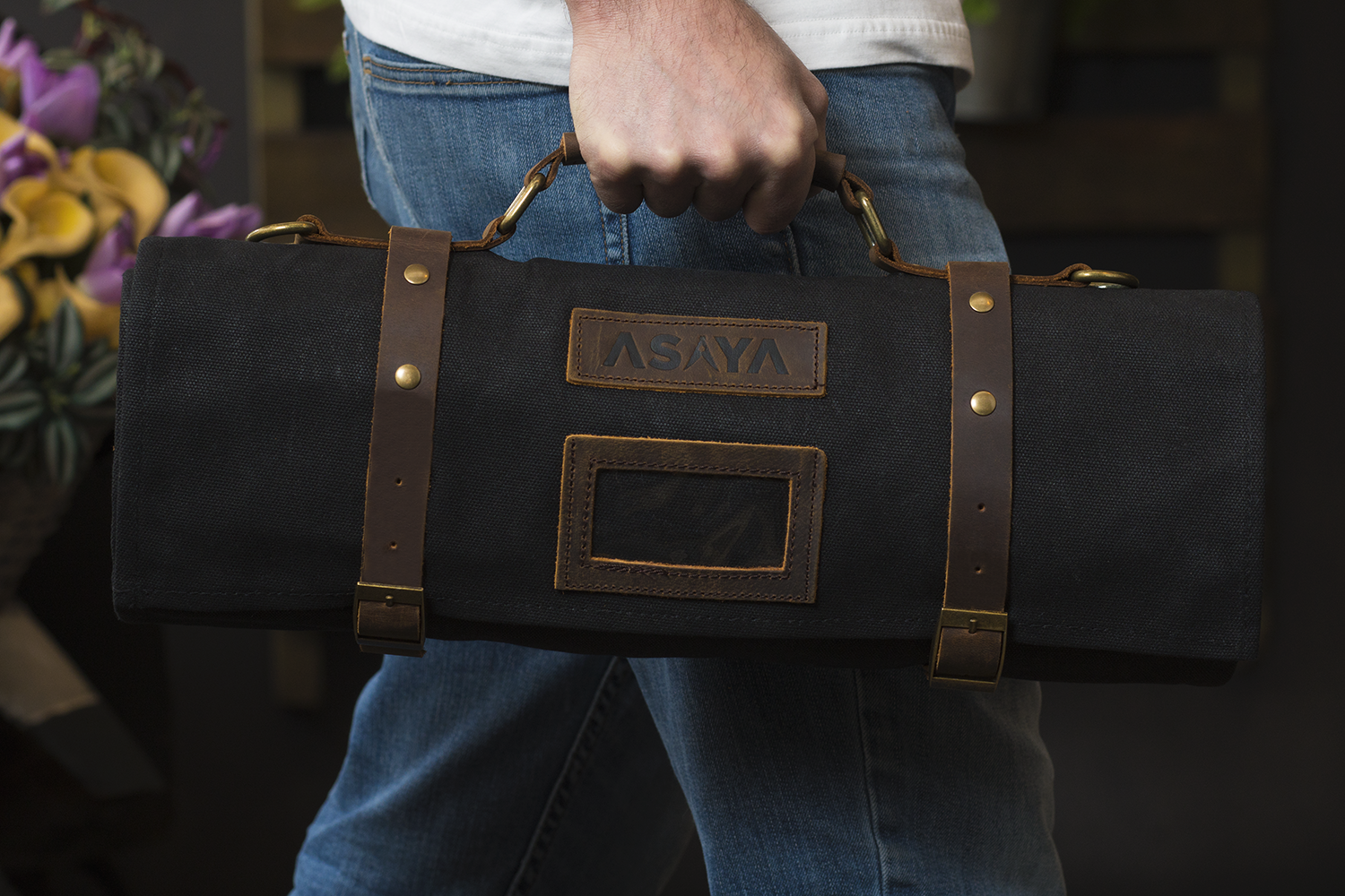 15 Slot Waxed Canvas Knife Roll
