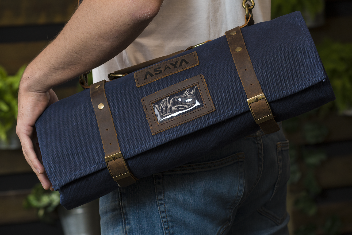 15 Slot Waxed Canvas Knife Roll