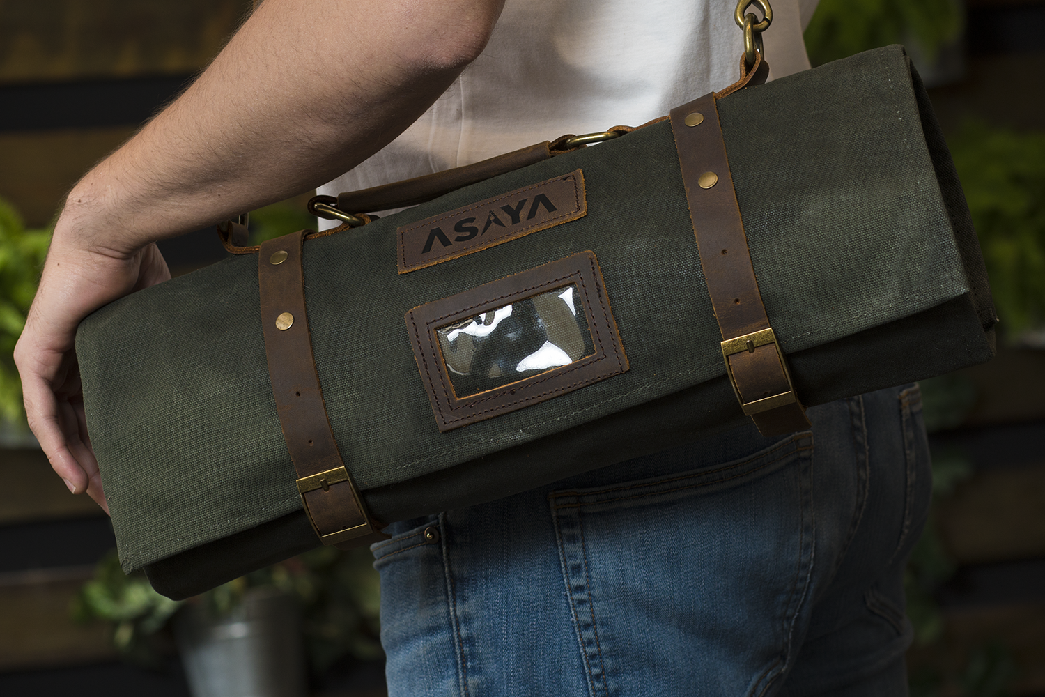 15 Slot Waxed Canvas Knife Roll