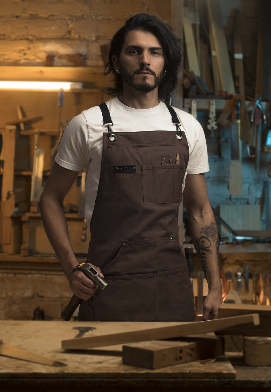 Chef/BBQ/Work Apron - Brown - with Bottle Opener and Hand Towel