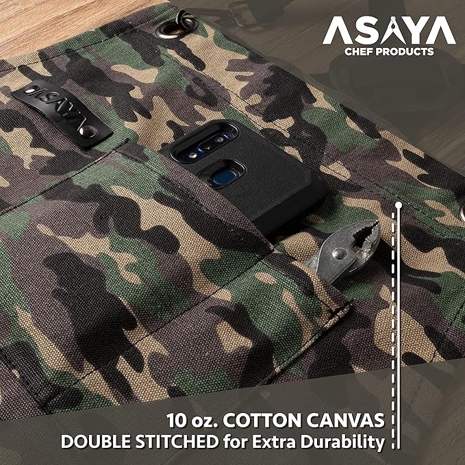 Chef/BBQ/Work Apron - Green Camo - with Bottle Opener and Hand Towel