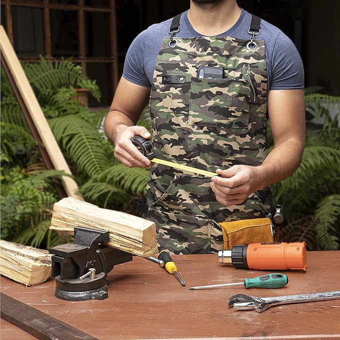 Chef/BBQ/Work Apron - Green Camo - with Bottle Opener and Hand Towel