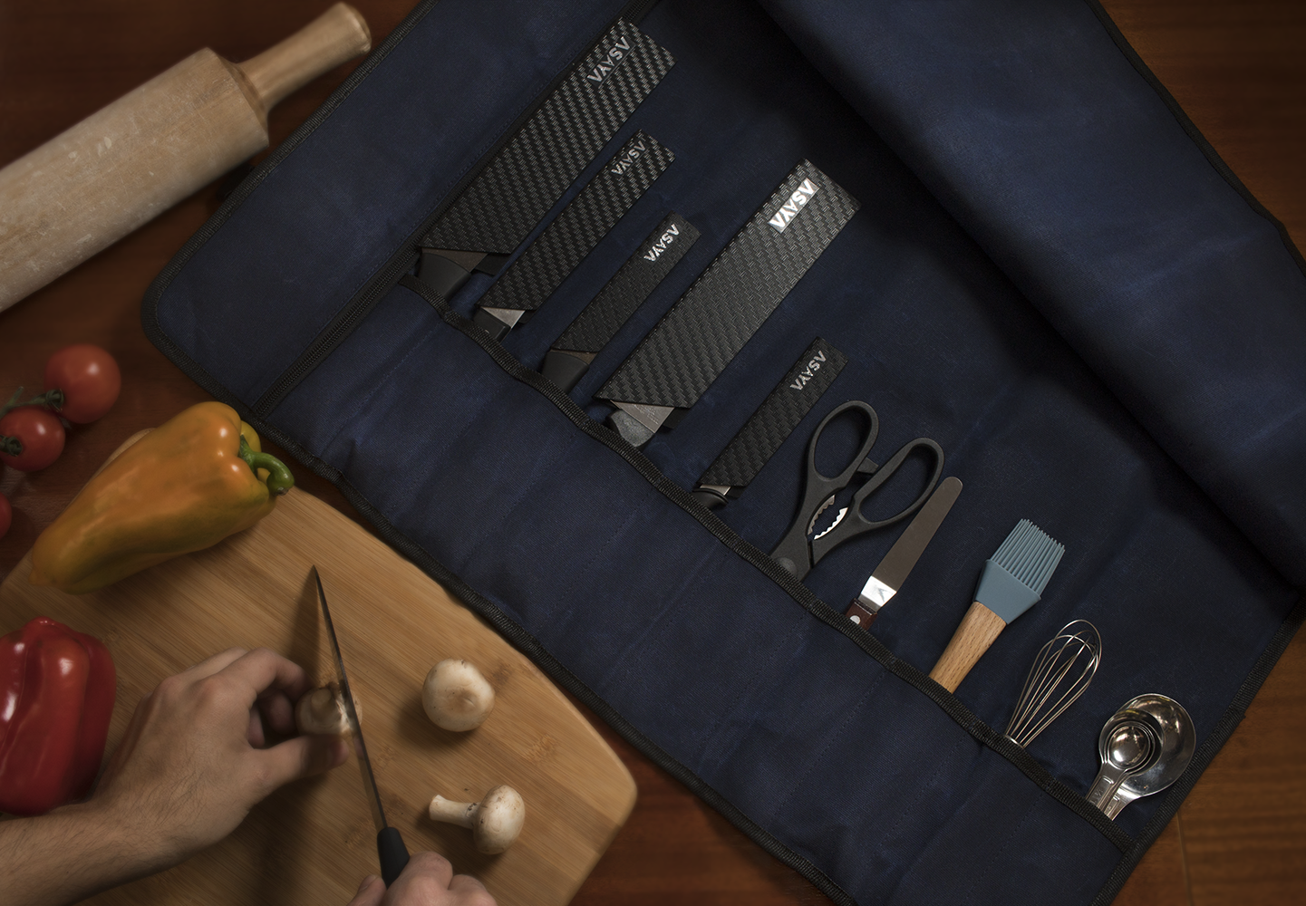 10 Slot Canvas Knife Roll