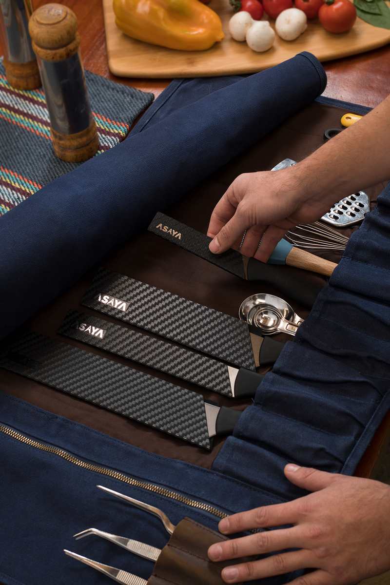 15 Slot Waxed Canvas Knife Roll