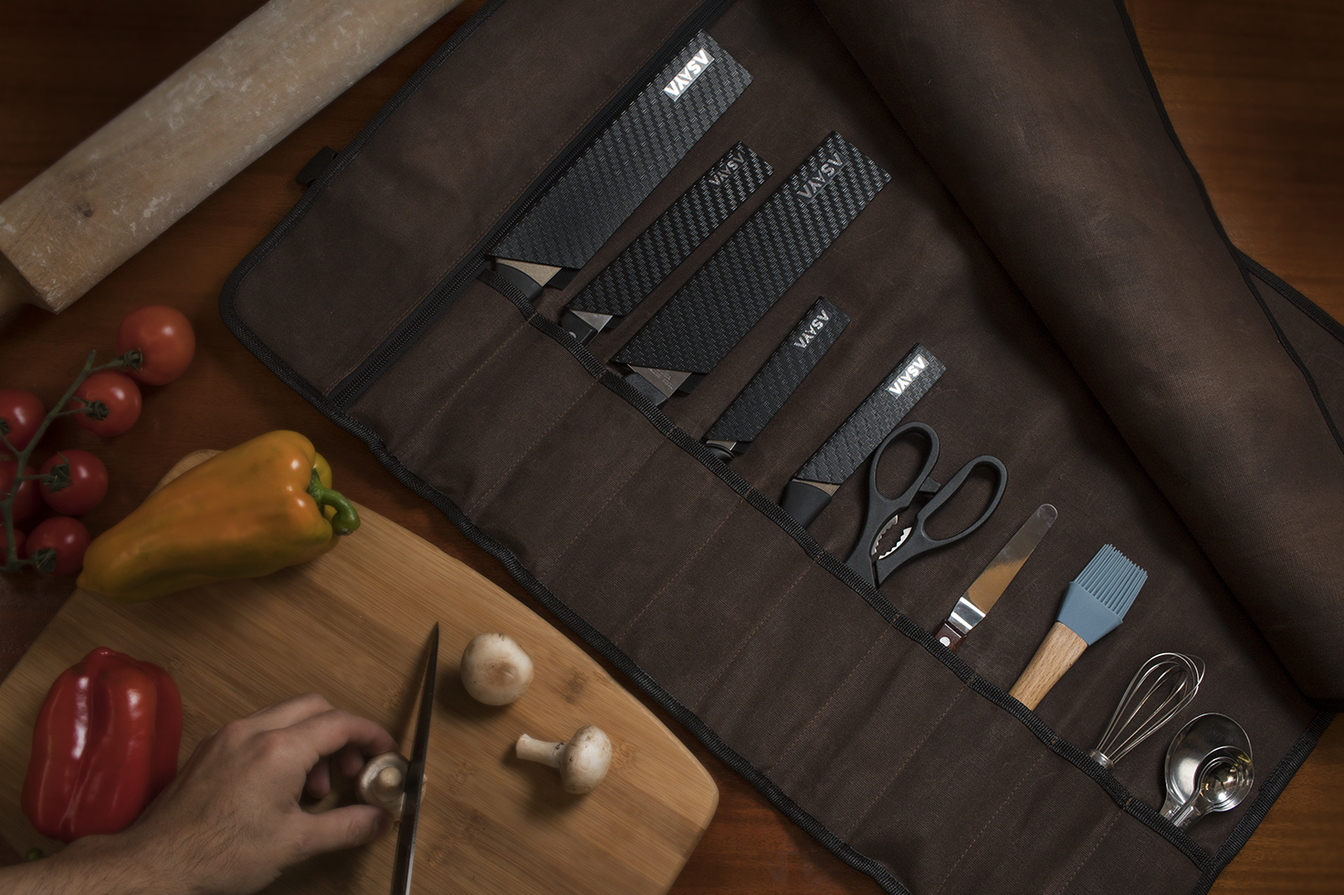 10 Slot Canvas Knife Roll