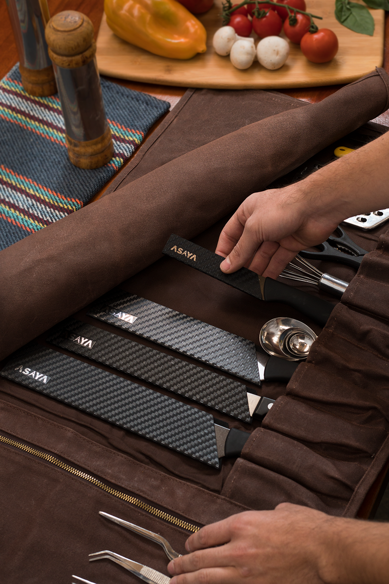 15 Slot Waxed Canvas Knife Roll