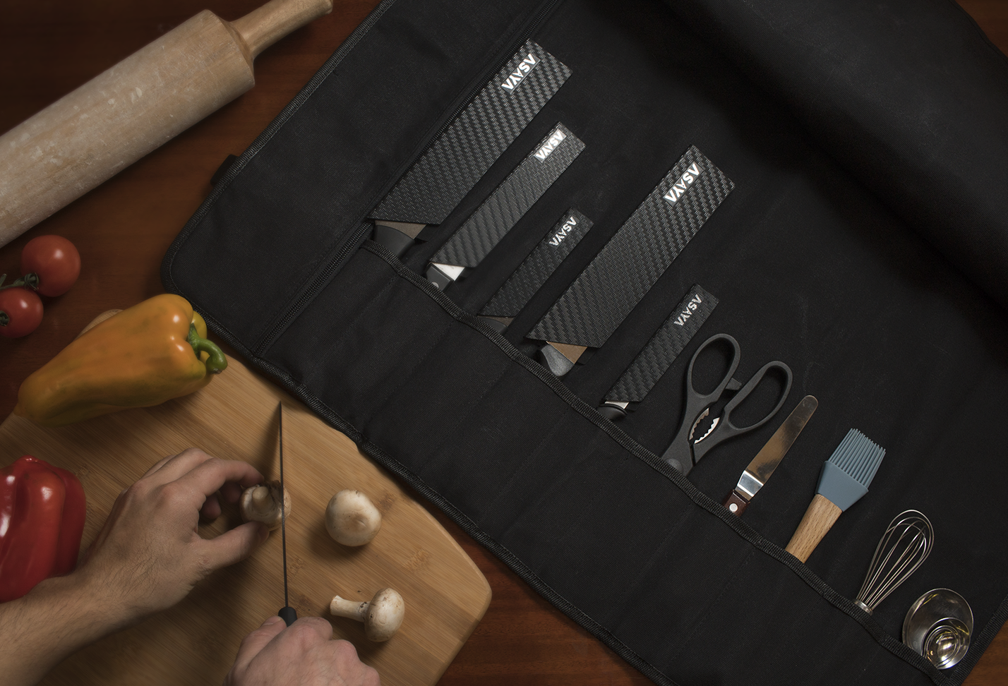 10 Slot Canvas Knife Roll