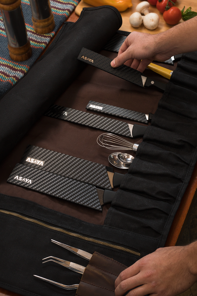15 Slot Waxed Canvas Knife Roll