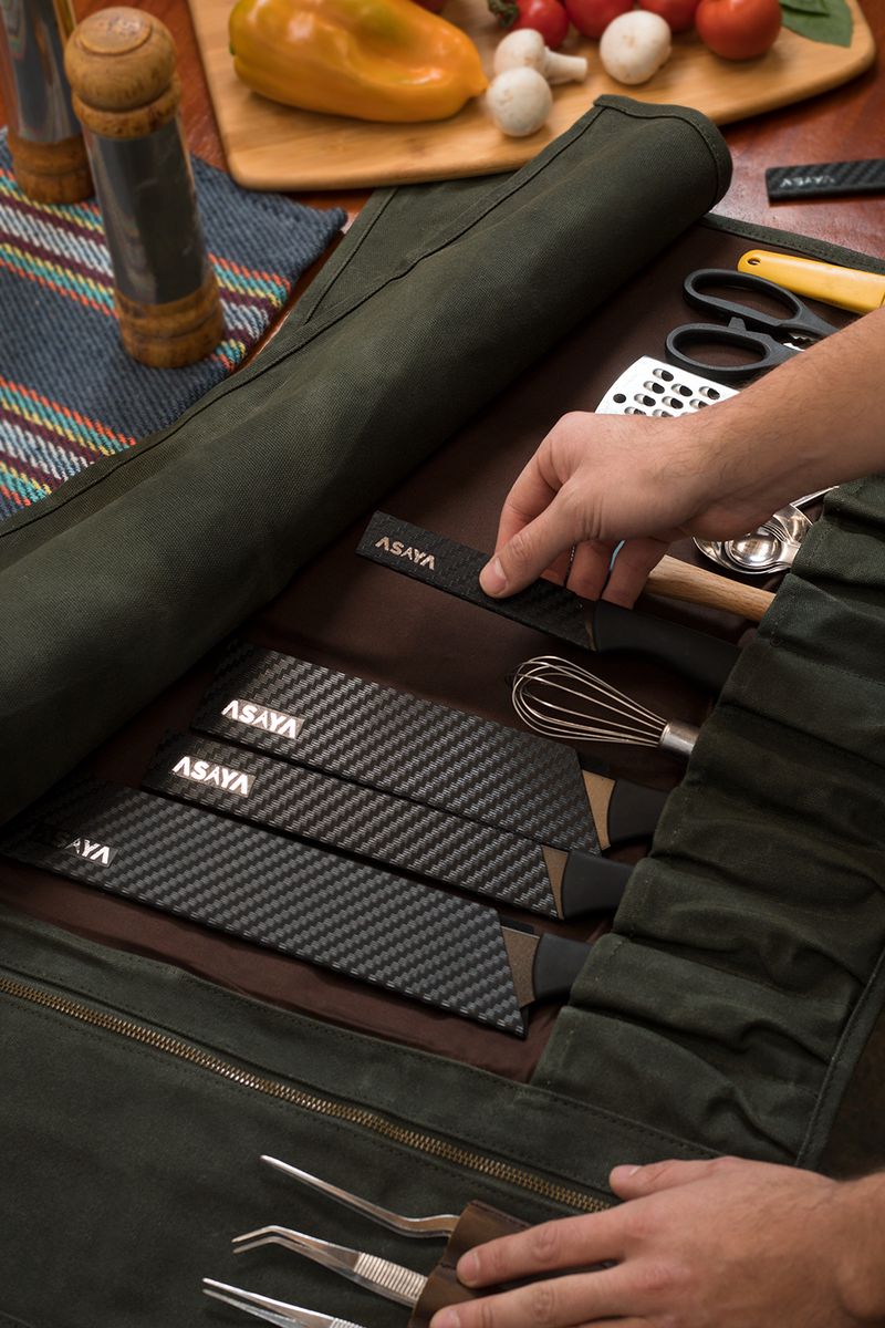 15 Slot Waxed Canvas Knife Roll