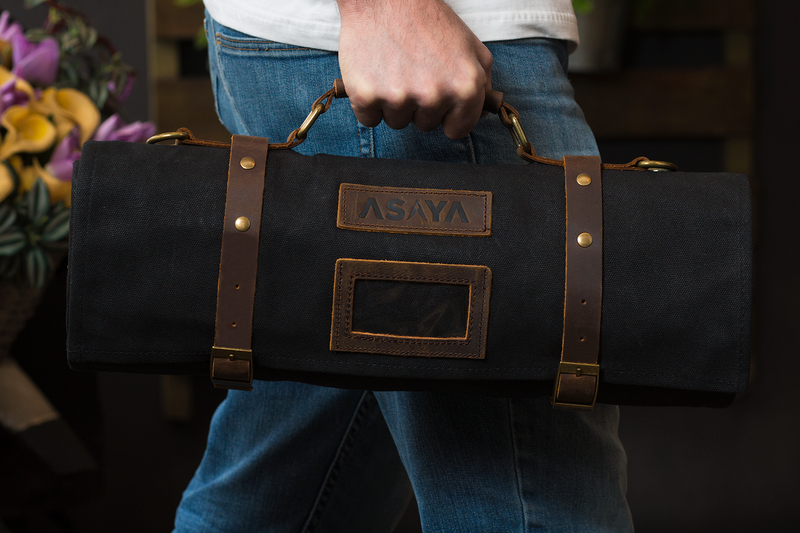15 Slot Waxed Canvas Knife Roll