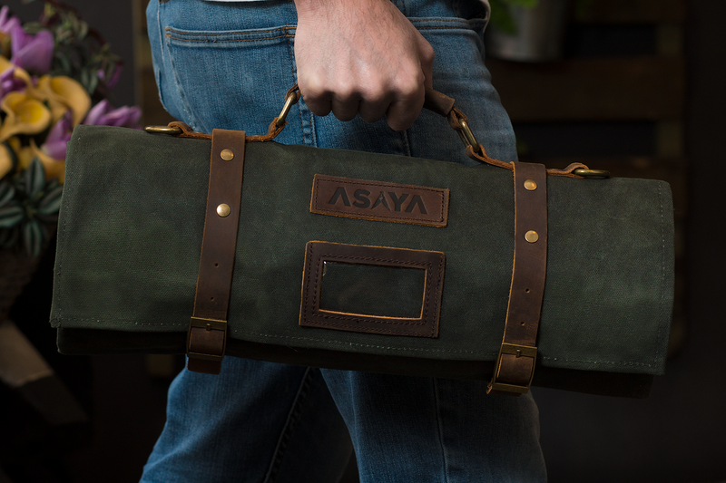 15 Slot Waxed Canvas Knife Roll