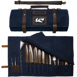 15 Slot Waxed Canvas Knife Roll