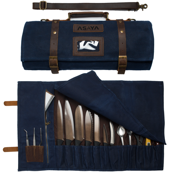 15 Slot Waxed Canvas Knife Roll