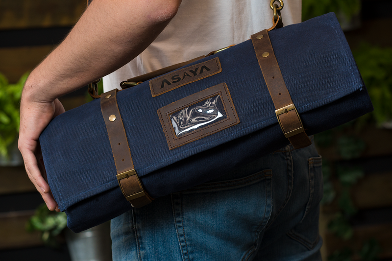 15 Slot Waxed Canvas Knife Roll