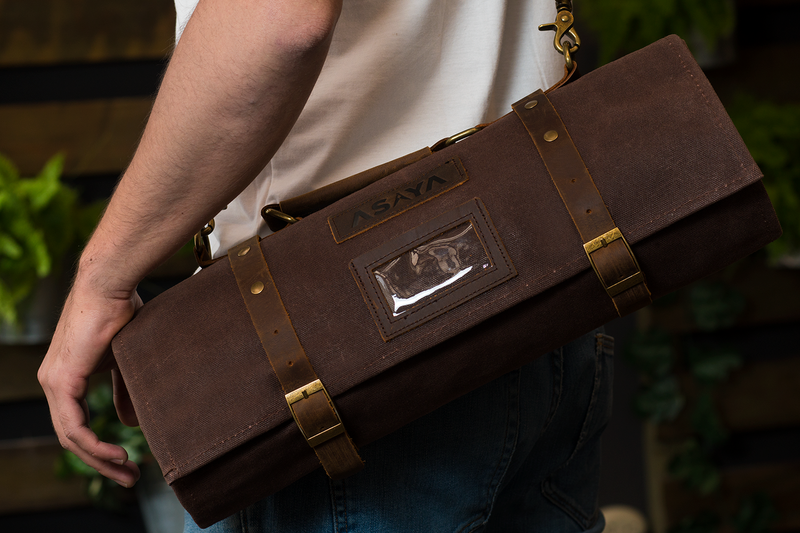 Leather BBQ Knife Roll Bag (6 slots)