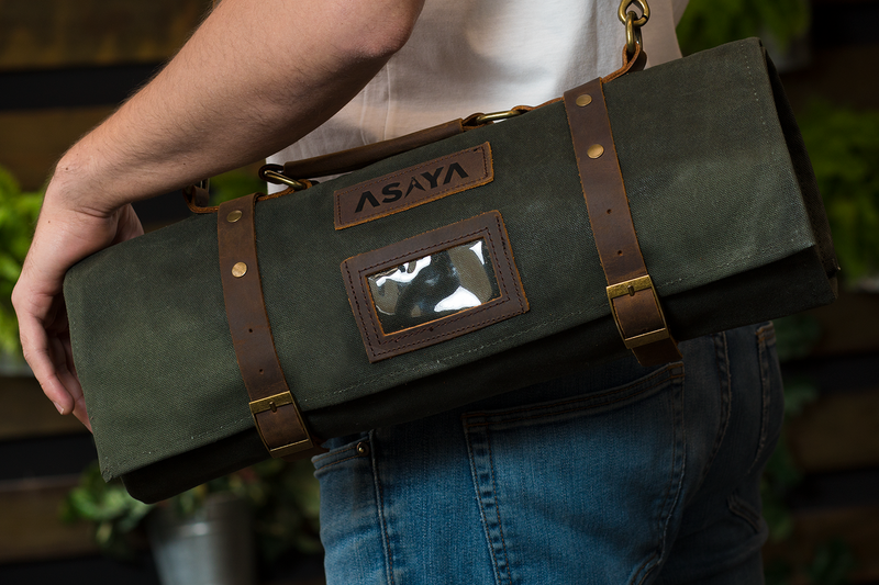 15 Slot Waxed Canvas Knife Roll