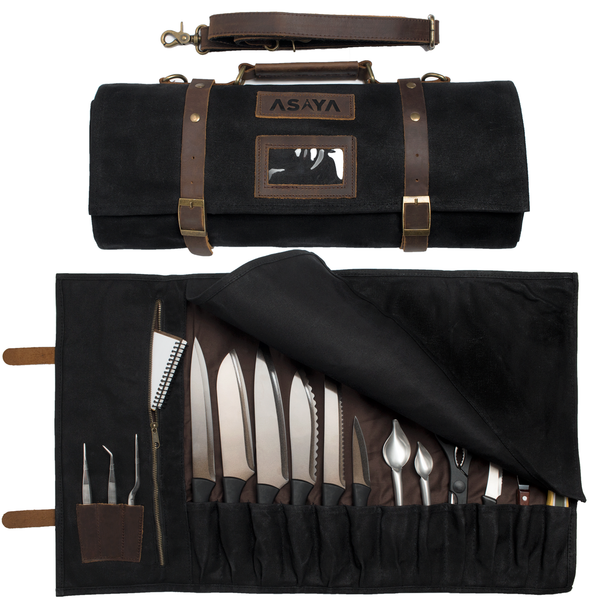 15 Slot Waxed Canvas Knife Roll